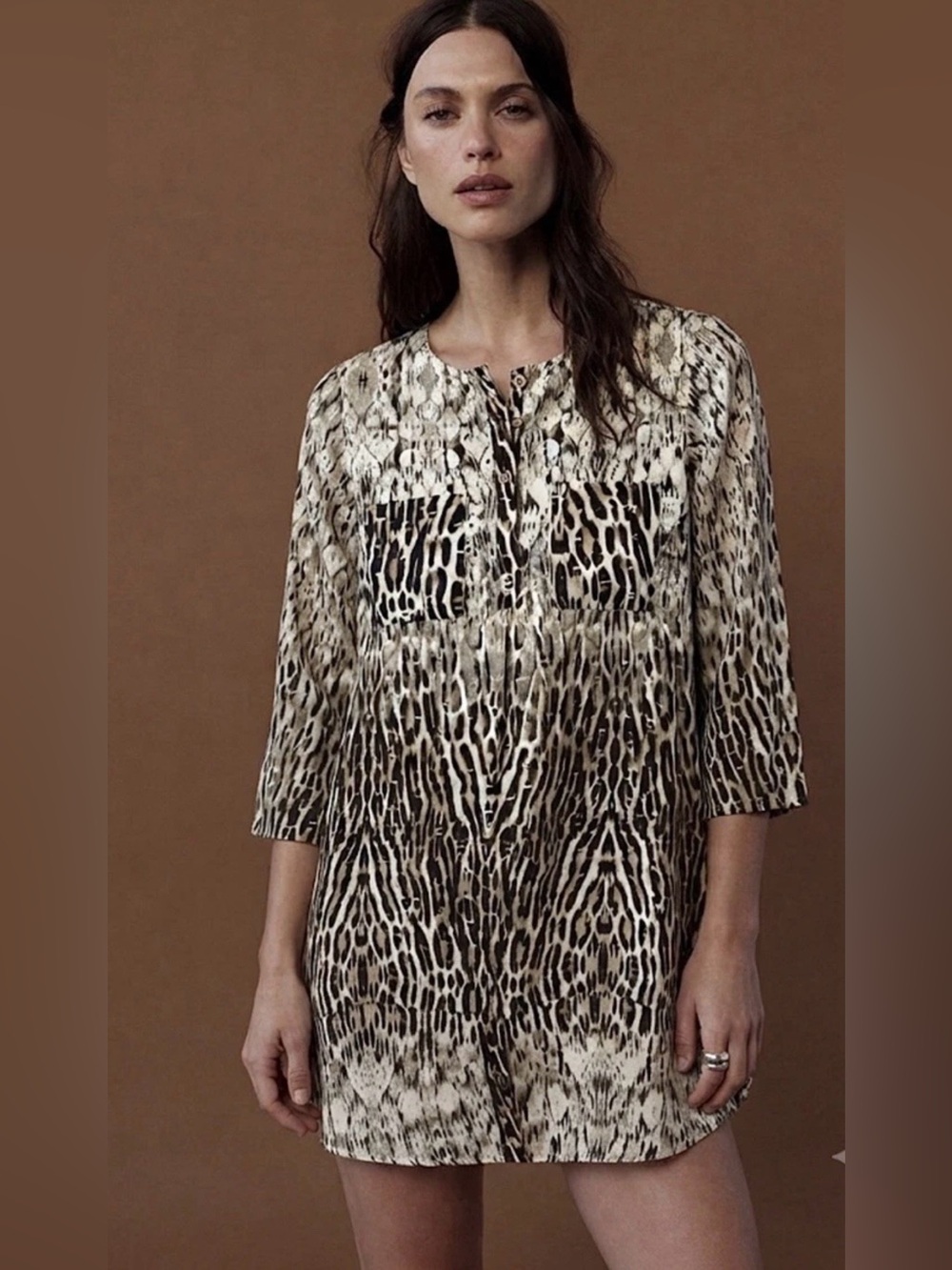 FIG & FLOWER SHIMMER MINI DRESS XL GEORGETTE LEOPARD MAXIMALIST STATEMENT BOLD
